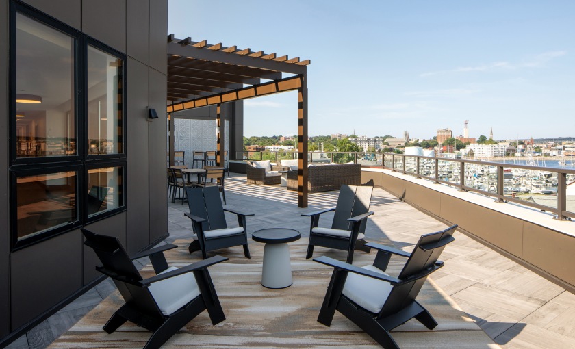 rooftop deck with water view